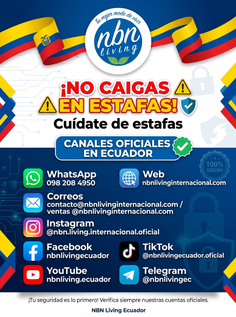 Afiche Oficial de Prevención de Estafas NBN Living Ecuador
